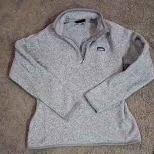 Patagonia Light Gray Heather Quarter-Zip Fleece Pullover Wmns Sz Small